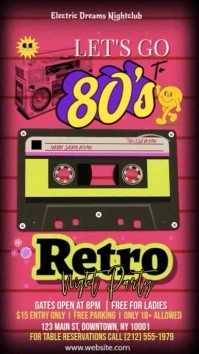 Pink Vintage Retro Night Party Instagram Story template