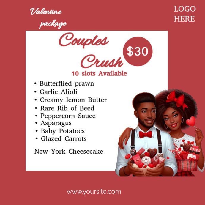 Pink Vintage Valentine's Day Package For Couples  Logo Logótipo template