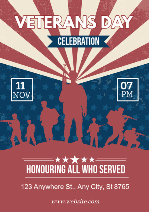 Pink Vintage Veterans Day  A4 template