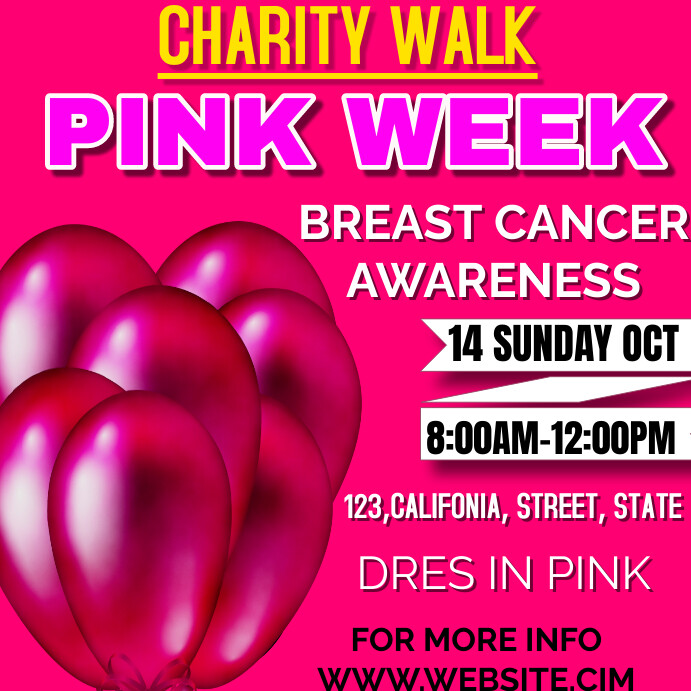 Copy of Pink walk charity breast cancer awareness | PosterMyWall