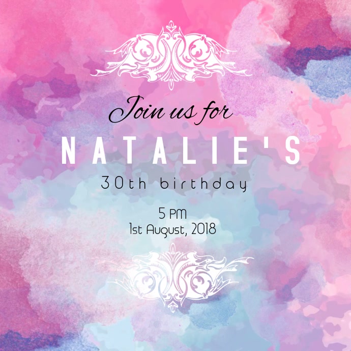 pink watercolor birthday template postermywall