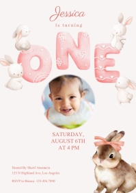 Pink Watercolor Cute 9th Birthday Invitation Template | PosterMyWall