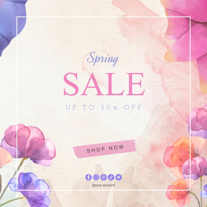 Copy of Pink Watercolor Spring Sale Instagram Ads Tem | PosterMyWall