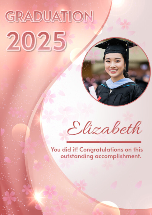 Pink Wavy Abstract Background Graduation A4 Template | PosterMyWall