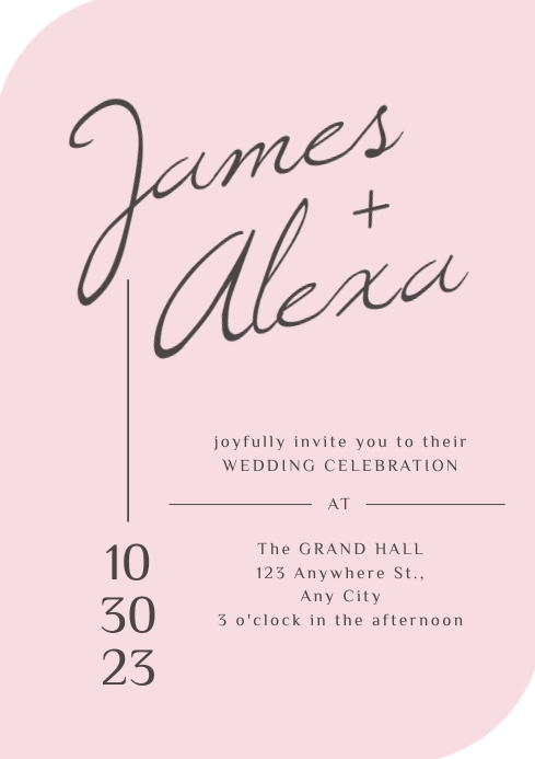 PINK WEDDING INVITATION Template | PosterMyWall