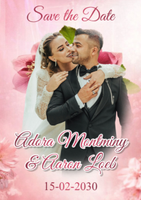 Pink Wedding Save the Date A5 template