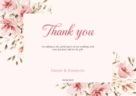 Pink Wedding thank you card template A5