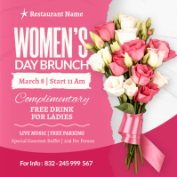 Pink White Women’s Day Brunch Flyer – Elegant Restaurant March 8 Event Template Instagram Post