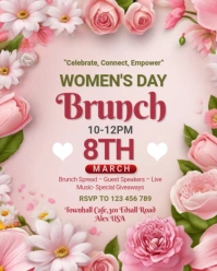 Pink Women's Day Brunch Instagram Portrait template