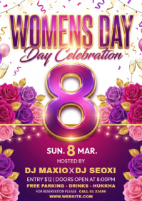 Pink Women's Day Celebration A4 template