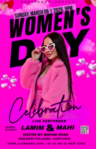 Pink Women's Day Celebration Half Page Wide template