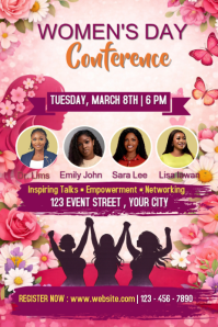Pink Women's Day Conference Pinterest Graphic template