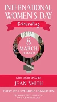 Pink Women's Day Event Portrait Digital Display Video template
