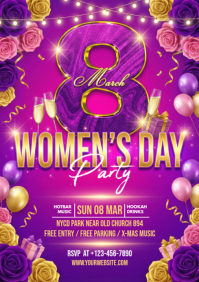 Pink Women's Day Party A4 template