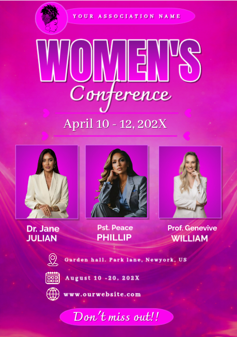 Pink Conference Picture Pink Women's Conference A4 Template | PosterMyWall