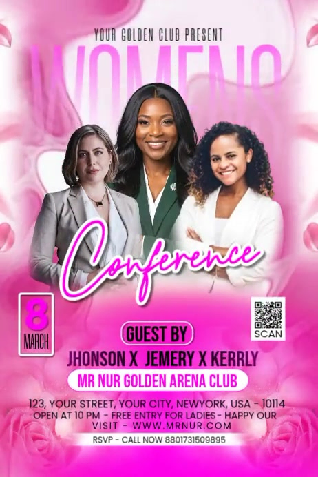 Pink Women's Conference Poster Video Template | PosterMyWall