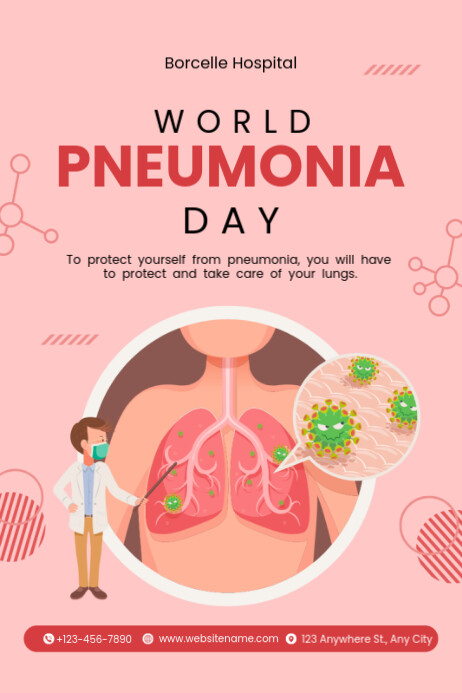 Pink World Pneumonia  Day Poster template