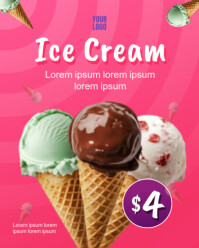 Pinnk Maksimalis Food Ice Cream Instagram Portrait template