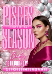 Pisces Season Birthday A4 template