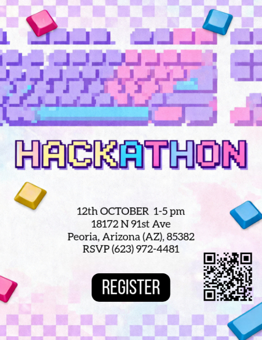 Copy of pixelated Hackathon Event Flyer | PosterMyWall