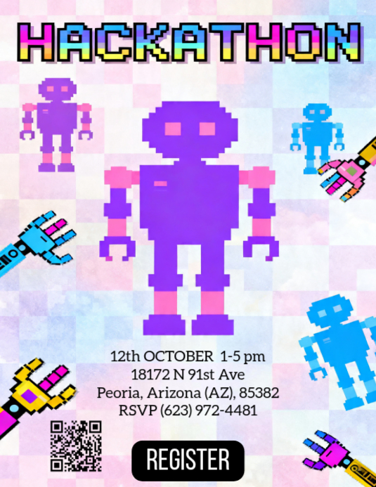 Copy of pixelated Hackathon Event Flyer | PosterMyWall