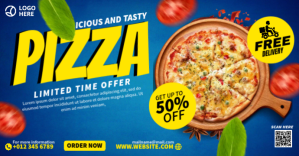 Blå Pizza Promotion Facebook Group Cover Photo Template