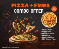 Pizza Combo Offer Banner Design 30% Discount & Free Delivery Large Rectangle template