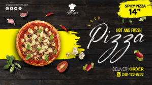 Черный Pizza Advertisement Facebook-covervideo Template