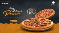 Pizza Cover Design Видеообложка профиля Facebook (16:9) template