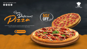 Black Pizza Promotion Facebook-covervideo Template