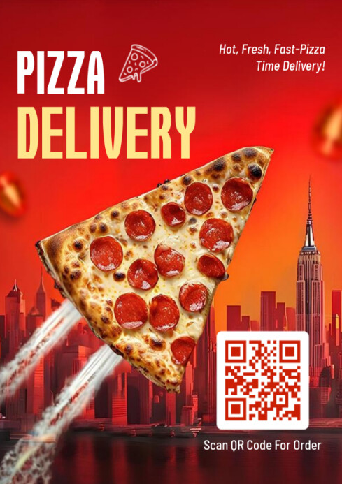 Pizza Delivery and Q code Design Template | PosterMyWall