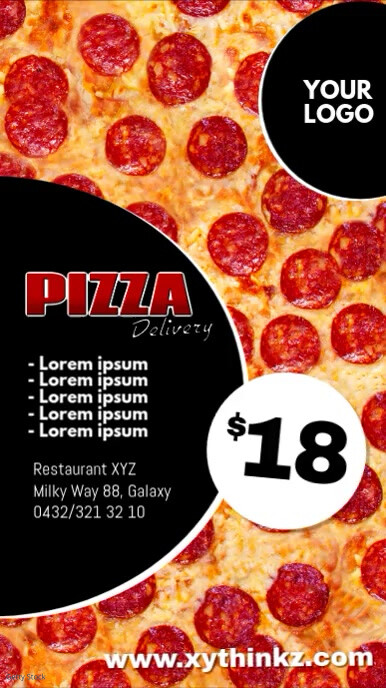 Pizza Delivery Take away Flyer Restaurant Ad Instagram-verhaal template