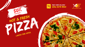 Pizza Flyer, Pizza Menu Twitter post template