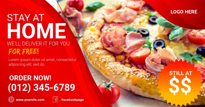 Pizza Flyer Zu Hause Bleiben Vorlage Postermywall