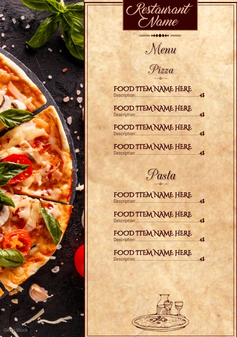 Italian Design Menu. Example Italian Menu Design Ideas Italian Menu Template PhotoADKing