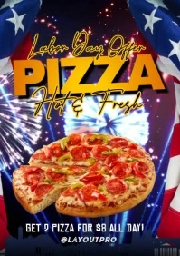 Pizza Labor Day Hot & Fresh A5 template