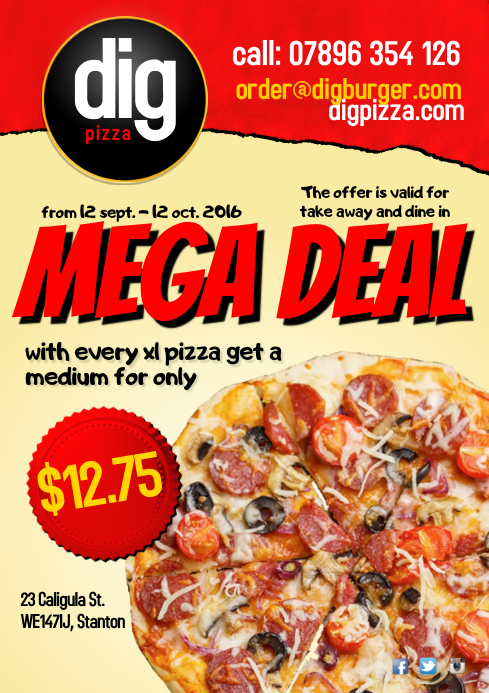 Pizza Mega Deal Flyer Vorlage Postermywall