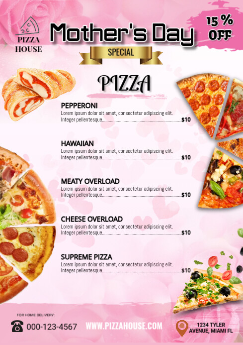 pizza menu a4 template