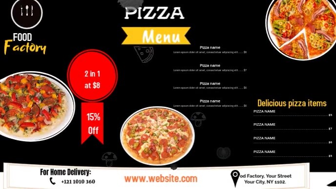 Pizza menu ad (1) YouTube Thumbnail template