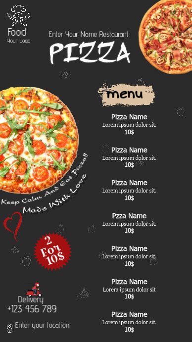 Pizza Menu Design Basic Pizza Menu Template | PosterMyWall