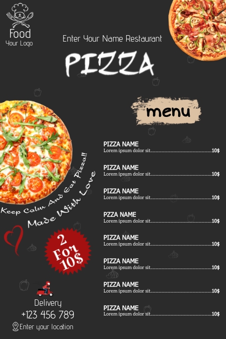 Pizza Menu Design Basic Pizza Menu Template | PosterMyWall