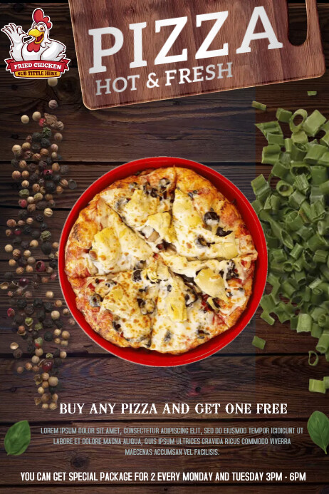 pizza menu 海报 template