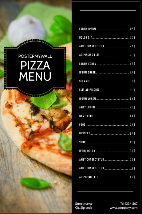 Pizza Menu Design Basic Pizza Menu Design Template | PosterMyWall