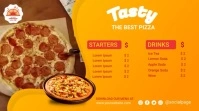 Yellow Pizza Video Digital Menu Display งานแสดงผลงานแบบดิจิทัล (16:9) template