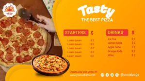 Yellow Pizza Video Digital Menu Display template