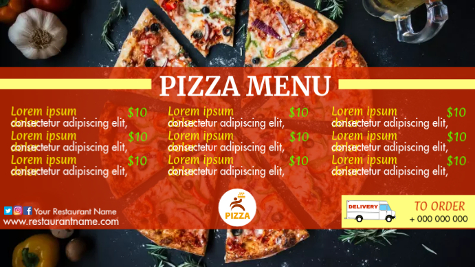 Pizzeria Menu Digital Display Template | PosterMyWall