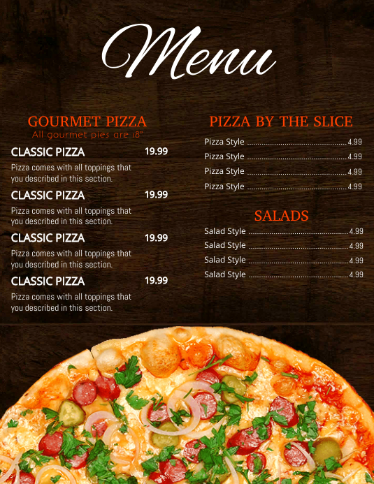 Pizza Menu Template PosterMyWall