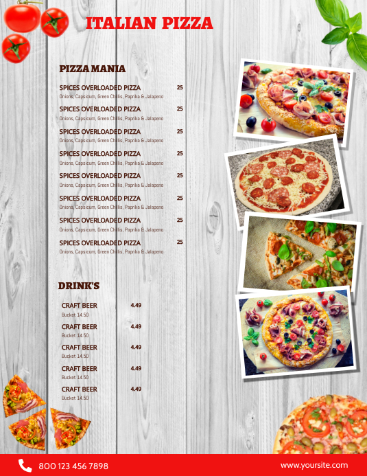 Pizza Menu Flyer Vorlage Postermywall