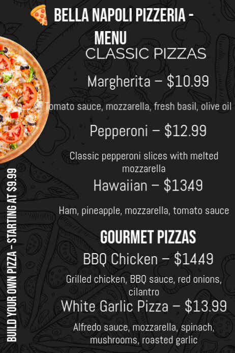 Pizza Menu Poster template