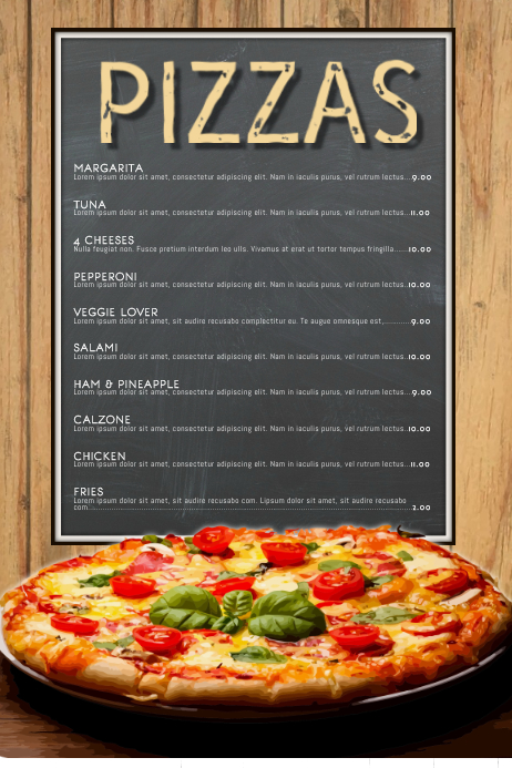 Plantilla De Restaurante De Menu De Pizza Postermywall